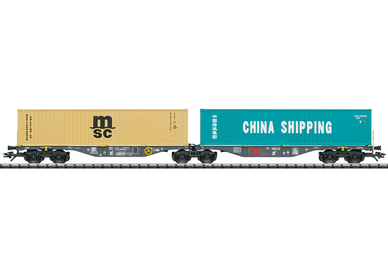 Trix 24803 HO Ermewa Type Sggrss 80 Double Container Transport Car (Set of 2)