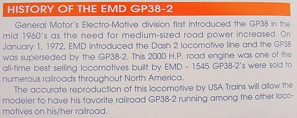 USA Trains 22205 G Denver & Rio Grande Western GP38-2 Diesel Locomotive #5585