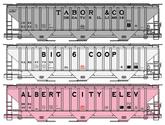 Accurail 8055 HO Farm Co-Op Set Pullman Standard 4750 Grain Hopper (3)