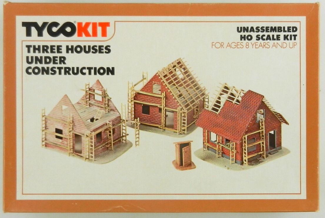 Tyco 7759 HO Three Houses Under Construction Building Kit