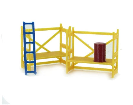 3D to Scale 50-150-Y 1:50 Yellow Scaffolding WBarrel & Ladder Plastic Set