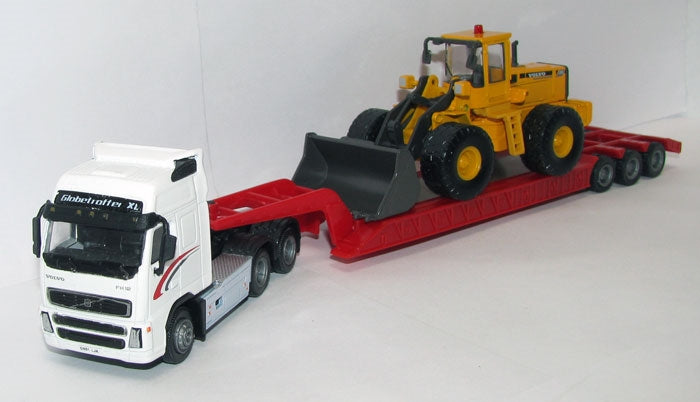 Cararama 185 Volvo 1:87 FH12 Tractor Trailer W/Lowboy & Volvo L150C Wheel Loader