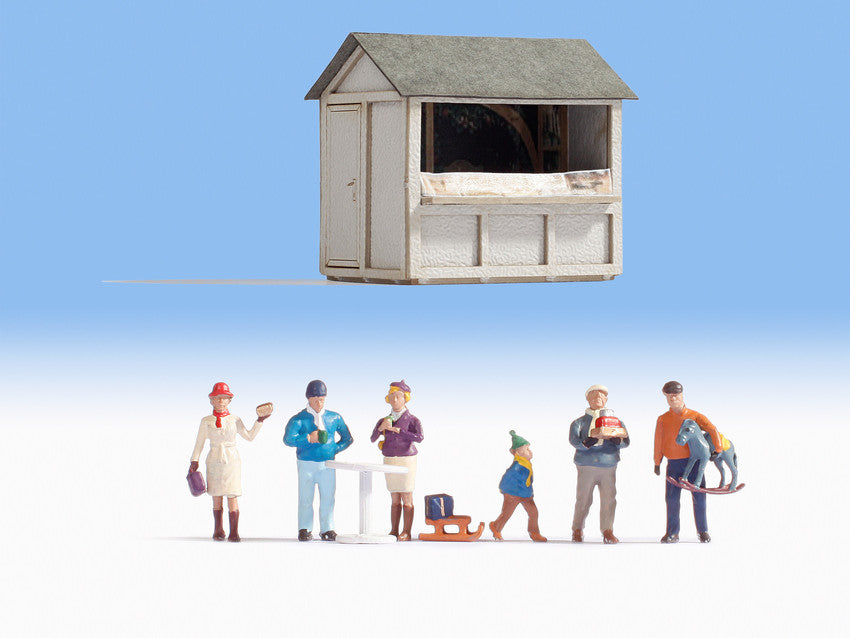 Noch 12026 HO Christmas Shoppers with Concession Stand Figures (Set of 8)