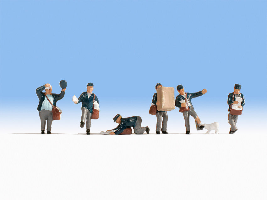 Noch 15085 HO Scale Mailmen Postal Workers Painted Figures(Set of 6)