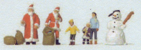 Preiser 79226 N Christmas Santas, Children, Snowman Figures (Set of 6)
