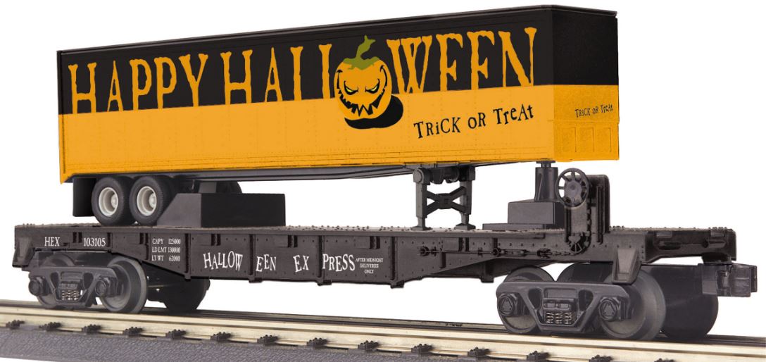 MTH 30-76655 Halloween Express Flatcar with 40' Trailer #103105