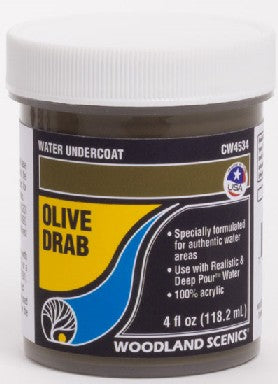 Woodland Scenics CW4534 Olive Drab Water Undercoat - 4 fl.oz Bottle