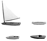 Plastruct 93542 N Scale Plastic Pleasure Boat (Set of 4)