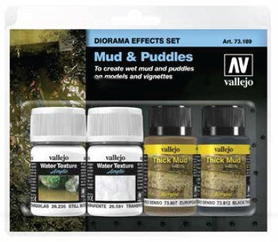 Vallejo Paint 73189 Mud & Puddles Pigment Powder - 35 ml. Bottles (Set of 4)