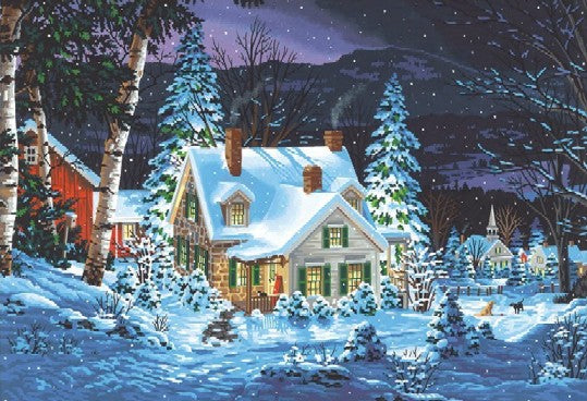 Dimensions 91614 20x14 Winter's Hush House Night/Snow Paint by Number Kit