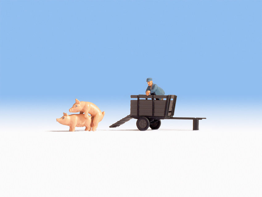 Noch 16656 1:87 Trailer with Figures - Pig Transport