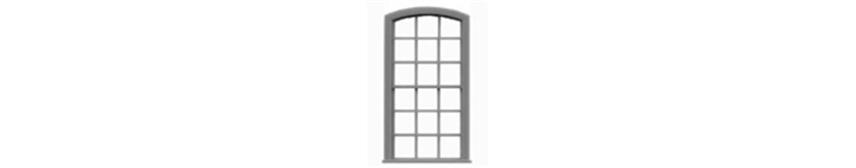 Tichy 8055 HO 44" x 90" 9/9 Double Hung Arch Top Windows (Pack of 12)