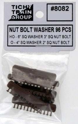 Tichy 8082 HO Square Nut/Bolt/Square Washer (Bag of 96)