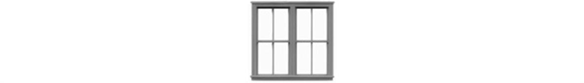 Tichy 8103 HO 64" x 62" 2/2 Double Unit Window (Pack of 6)