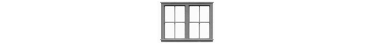 Tichy 8106 HO 64" x 47" 2/2 Double Hung Window (Pack of 6)