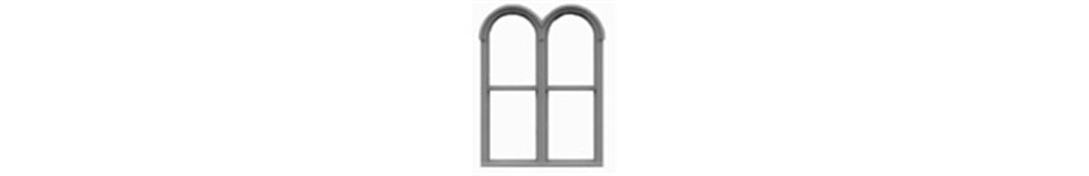 Tichy 8114 HO 52" x 72" 1/1 Round Top Double Windows (Pack of 6)