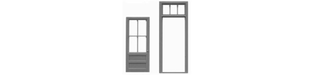 Tichy 8119 HO 39" x 92" Factory Door And Frame With Transom (Pack of 3)