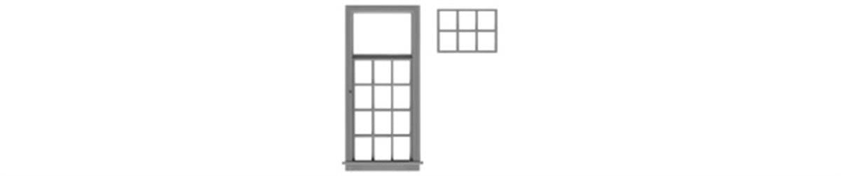 Tichy 8157 HO 35" x 94" 18-Pane Top Tilt Out Factory Window (Pack of 18)