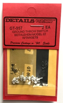 Details West 957 HO Bethlehem Model 22 Ground Throw Switch w/ Targets (Set of 2)