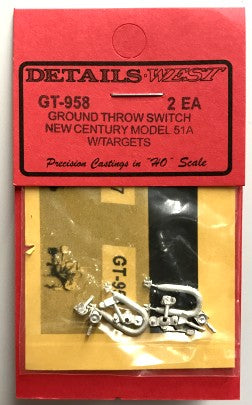 Details West 958 HO New Century Switch Ground Throw with Targets (Set of 2)