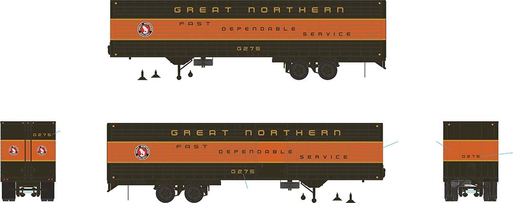 Rapido Trains 403040 HO Great Northern 40' Fruehauf Fluted Side Volume Van #G275