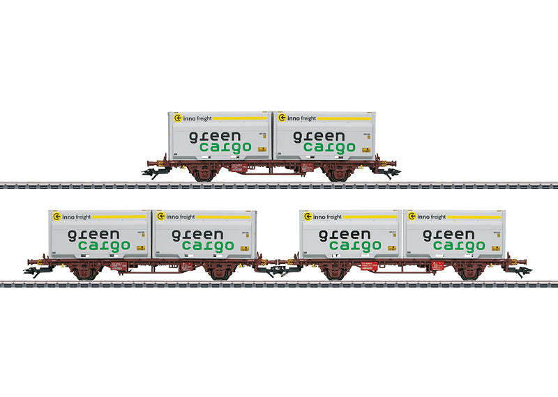 Marklin 47724 HO Swedish State Railways 3-Rail Lgjns Flatcar w/ XXL Wood Loads