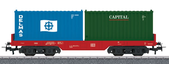 Marklin 44700 HO German Railroad DB AG w/2 20' Container 3-Rail Flatcar