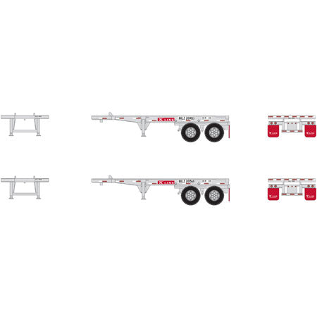 Athearn 27934 HO K-Line 20' Container Chassis - RTR (Set of 2)