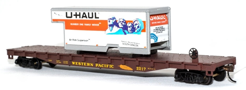 Con-Cor 9294 HO Western Pacific 54' Flatcar with U-Haul "So Dakota