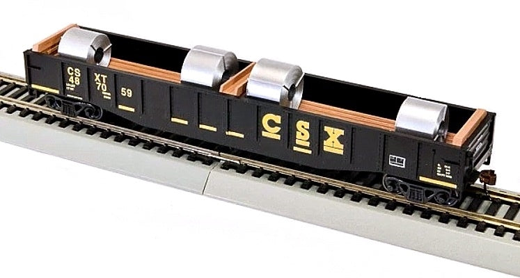 Con-Cor 92103 HO CSX 54ft Gondola with Stainless Steel Coils Loads #1