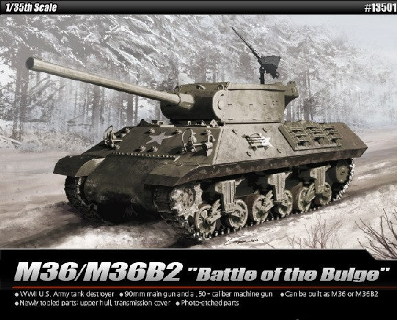 Academy 13501 1:35 M36/M36B2 US Destroyer Battle of Bulge Tank Model Kit