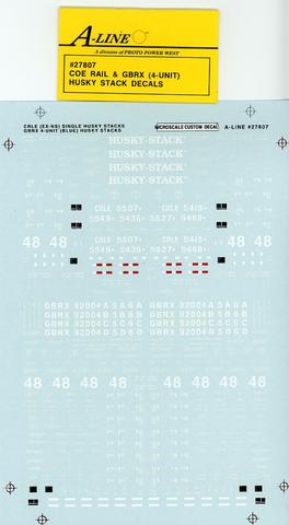 A-Line 27807 HO Husky-Stack Car Decal Coe Railing Leasing / Greenbrier Leasing