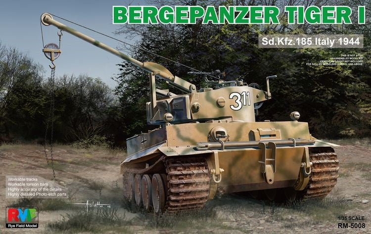 Rye Field Models 5008 1:35 Bergepanzer Tiger I SdKfz 181 Italy Military Tank Kit