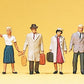 Preiser 10020 HO Standing Travelers Figures With Luggage (Set of 6)