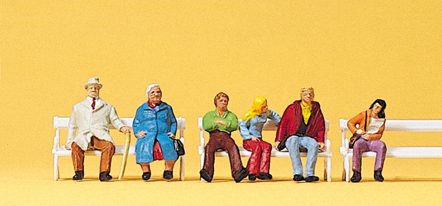 Preiser 10027 HO Seated Couples on Benches Figures (Set of 6)