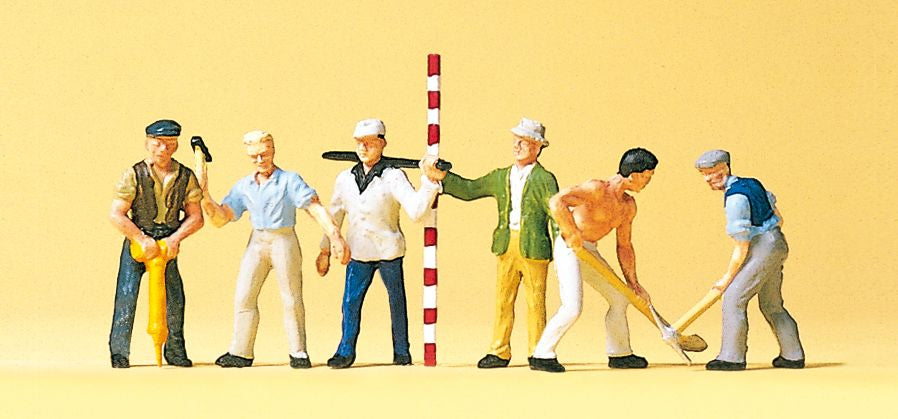 Preiser 10030 HO Road Construction Workers Figures (Set of 6)