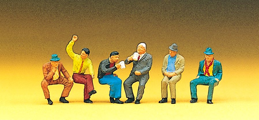 Preiser 10097 HO Seated Pedestrians Figures #3 (Set of 6)