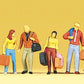 Preiser 10115 HO Walking Travelers Figures With Luggage Trolley (Set of 6)