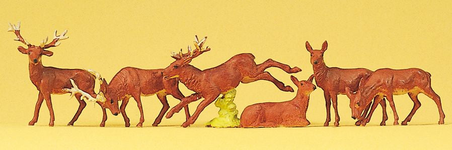 Preiser 10179 HO Animals - Deer Stags & Does Figures (Set of 6)