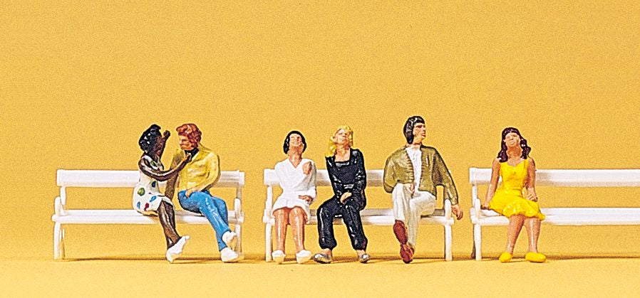 Preiser 10180 HO Seated Couples on Bench Figures (Set of 6)