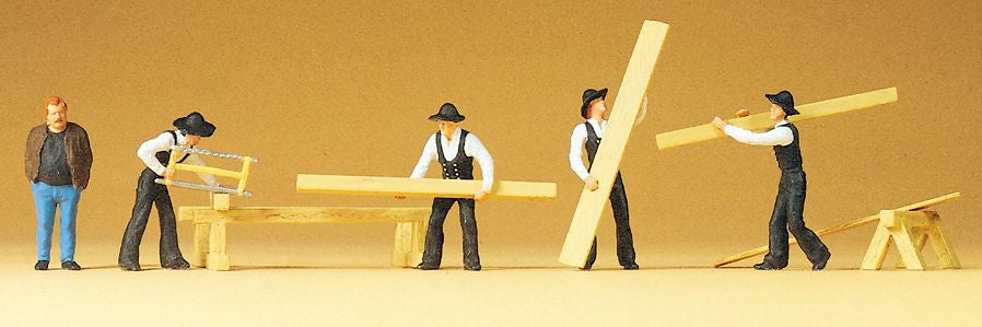 Preiser 10376 HO Working Carpenters Figures (Set of 5)