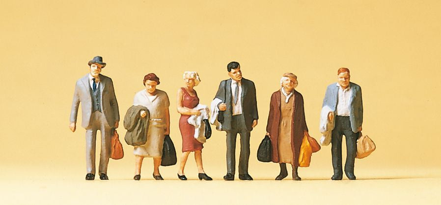 Preiser 10403 HO Standing Travelers Figures with Luggage #1 (Set of 6)