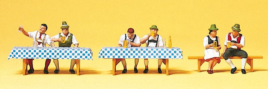 Preiser 10447 HO Seated Oktoberfest Goers Figures with Accessories (Set of 6)