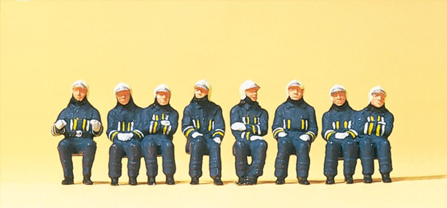 Preiser 10483 HO Seated German Firefighter Driver & Crew Figures (Set of 8)