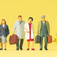 Preiser 10505 HO Walking Passengers Figures with Luggage (Set of 7)