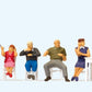 Preiser 10577 HO Seated Diners Figures with Table & Chair (Set of 5)