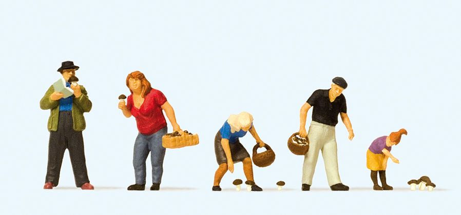 Preiser 10620 HO Men, Women & Girl Picking Mushroom Figures (Set of 5)