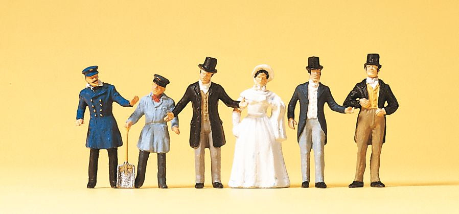 Preiser 12046 HO Old Time Engine Crew & Passengers Figures (Set of 6)