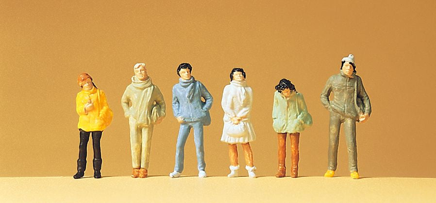 Preiser 14005 HO Youths in Winter Clothes Figures (Set of 6)