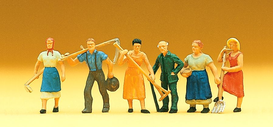 Preiser 14040 HO Farm Workers Figures with Tools (Set of 6)